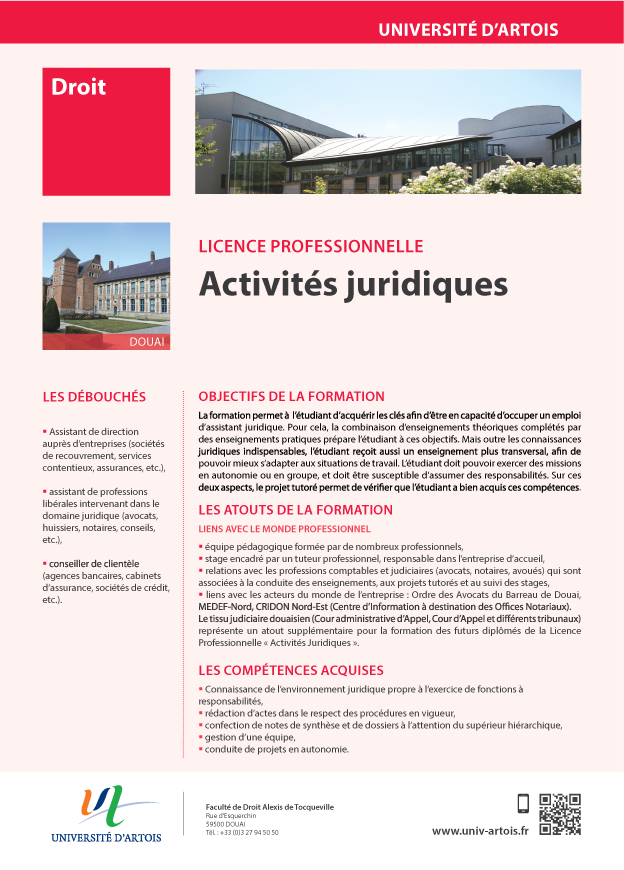 LICENCE PRO ACTIVITES JURIDIQUES ESSAI