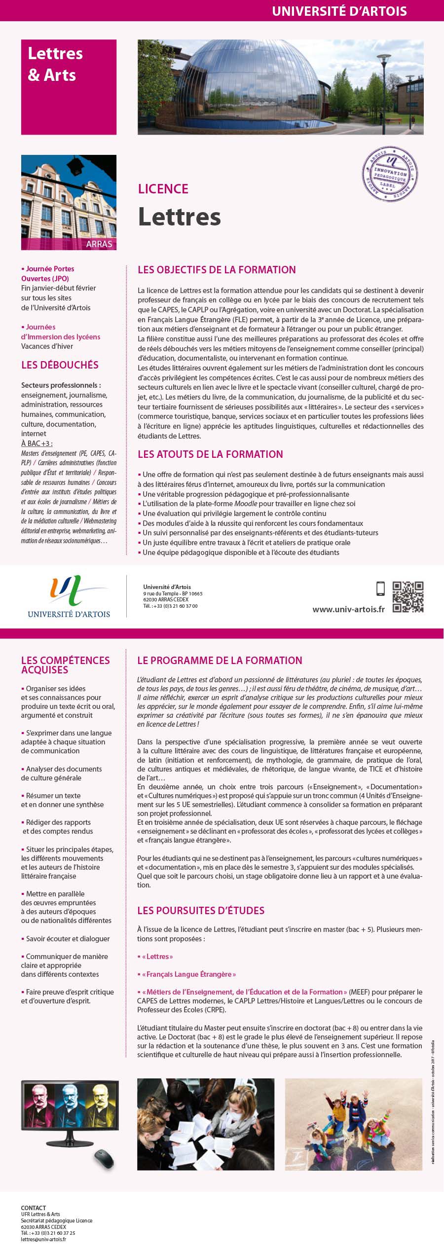 Licence Lettres modernes - Enseignement collège et lycée