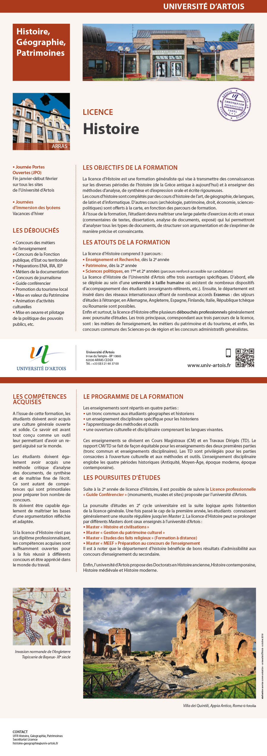 Licence Histoire parcours Patrimoine