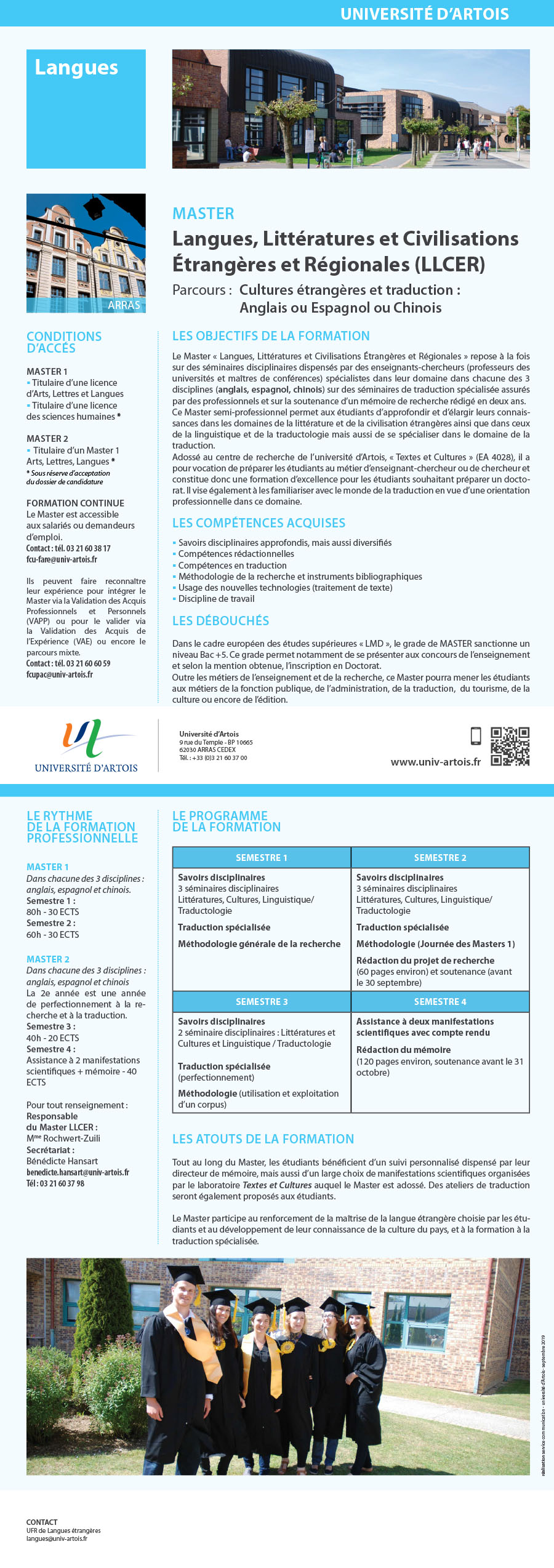 Master Langues, Littératures et Civilisations Etrangères et Régionales, parcours Etudes contemporaines des discours et de la Traduction