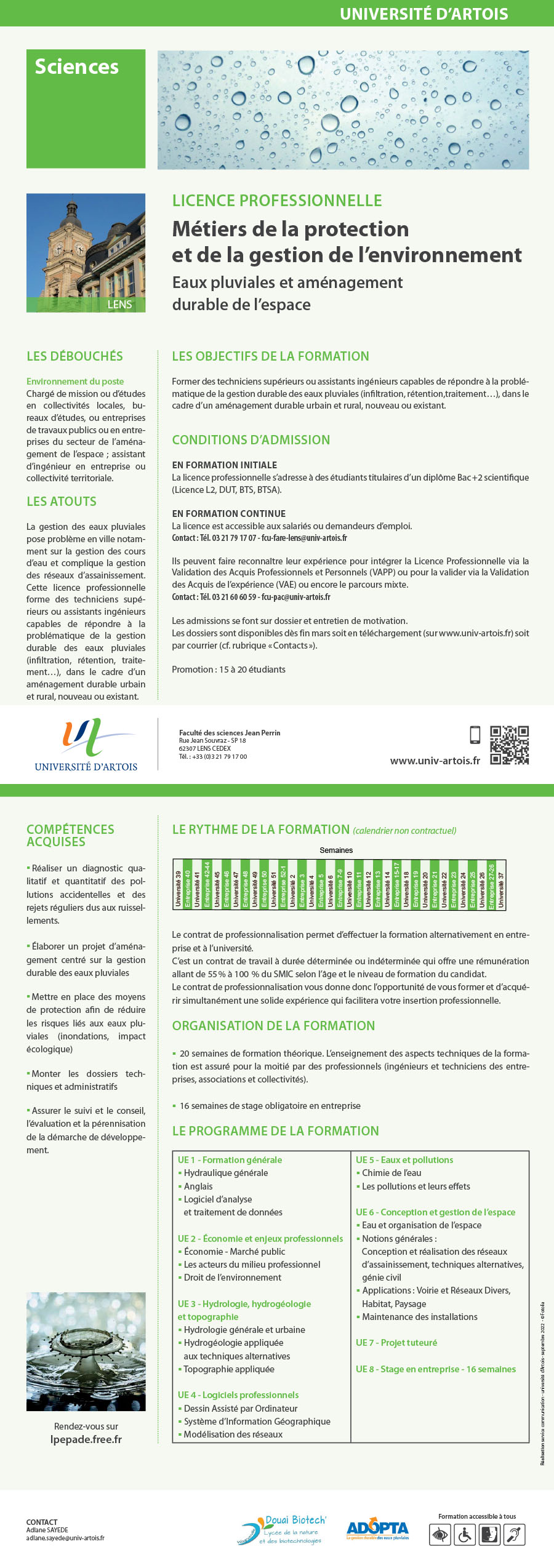 Licence Professionnelle Eaux pluviales et aménagement durable de l'espace H/F