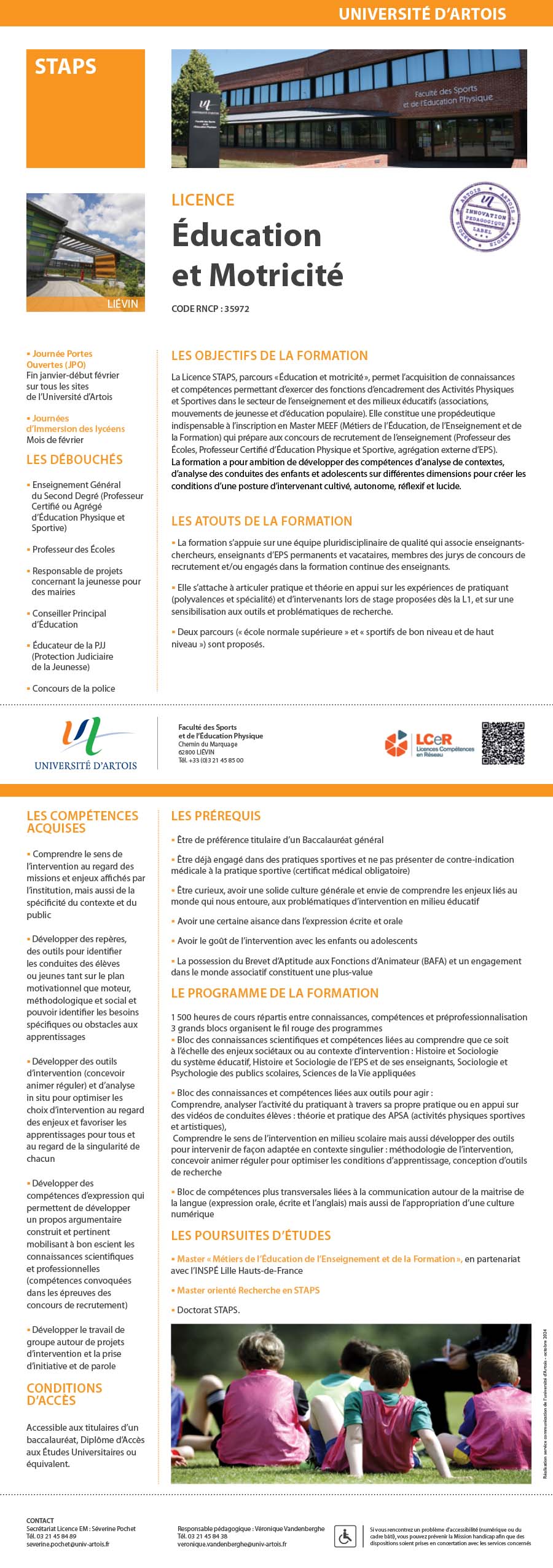 Licence STAPS : Education et motricité H/F