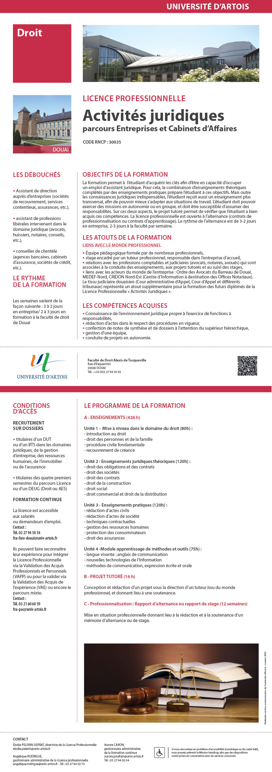 Licence Professionnelle Activités juridiques, parcours Entreprises et Cabinets d'affaires H/F