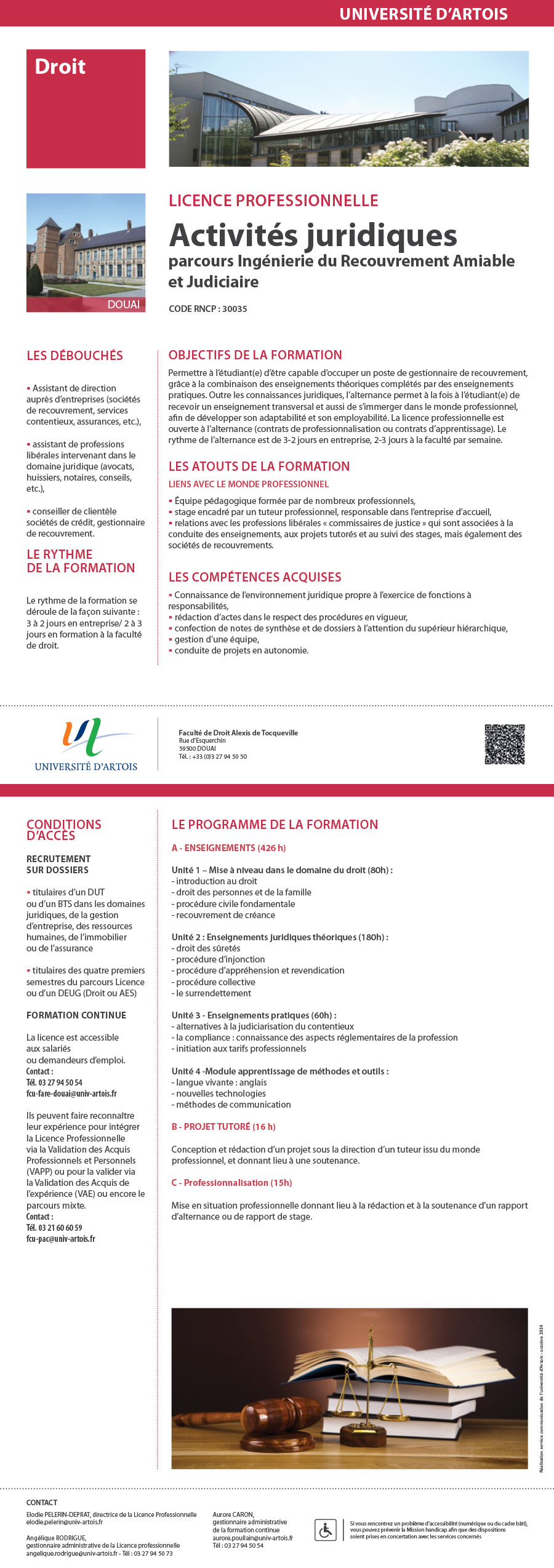 Licence Professionnelle Activités juridiques, parcours Ingénierie du recouvrement amiable et judiciaire H/F