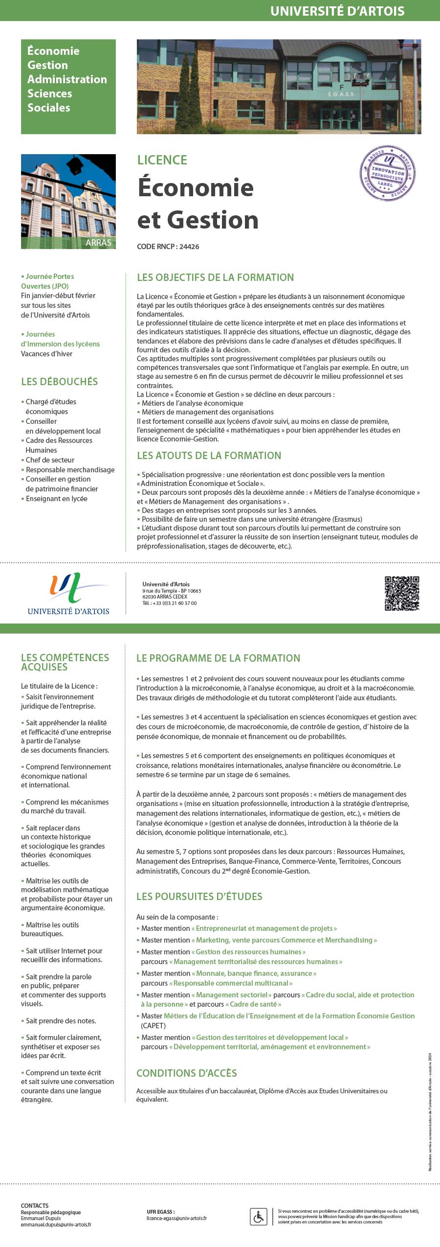 Licence Economie et Gestion H/F