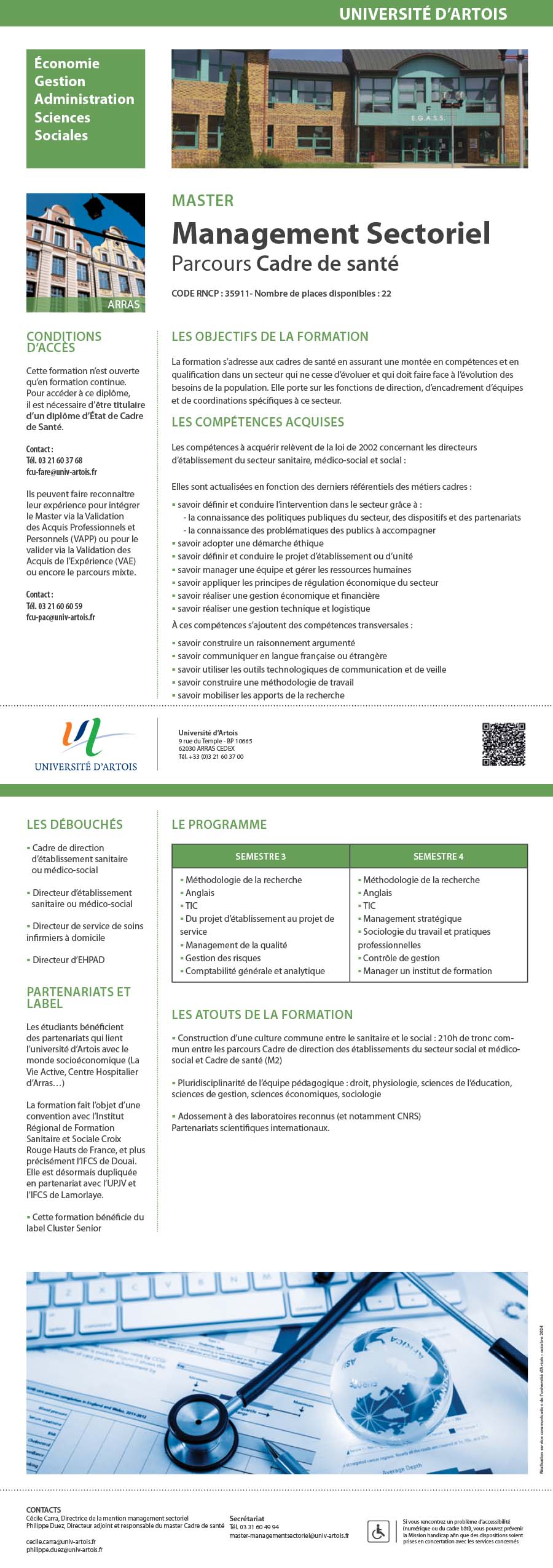 Master Management sectoriel parcours Cadre de santé H/F