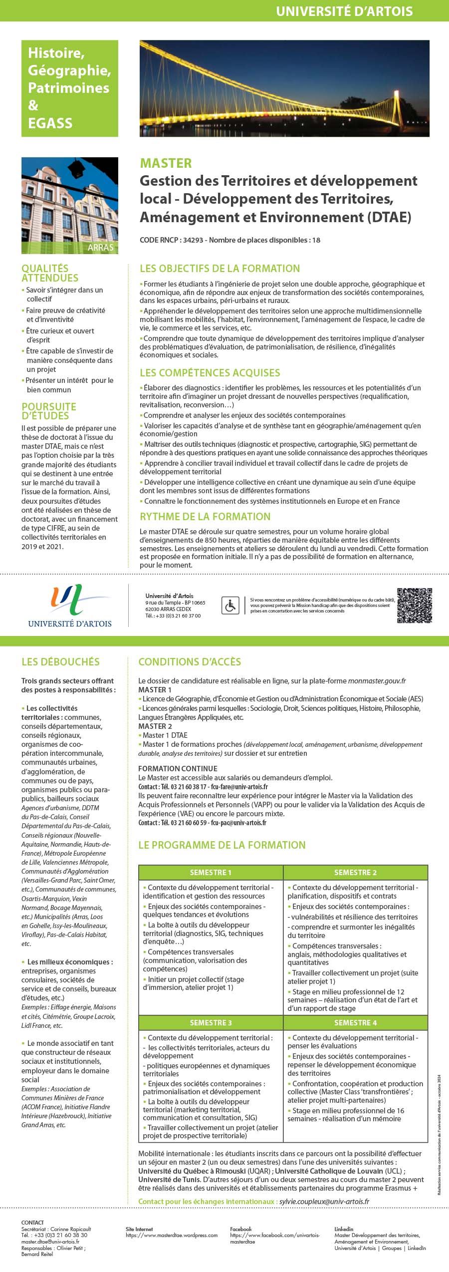Master Gestion des territoires et développement local - Développement des Territoires, Aménagement et Environnement H/F