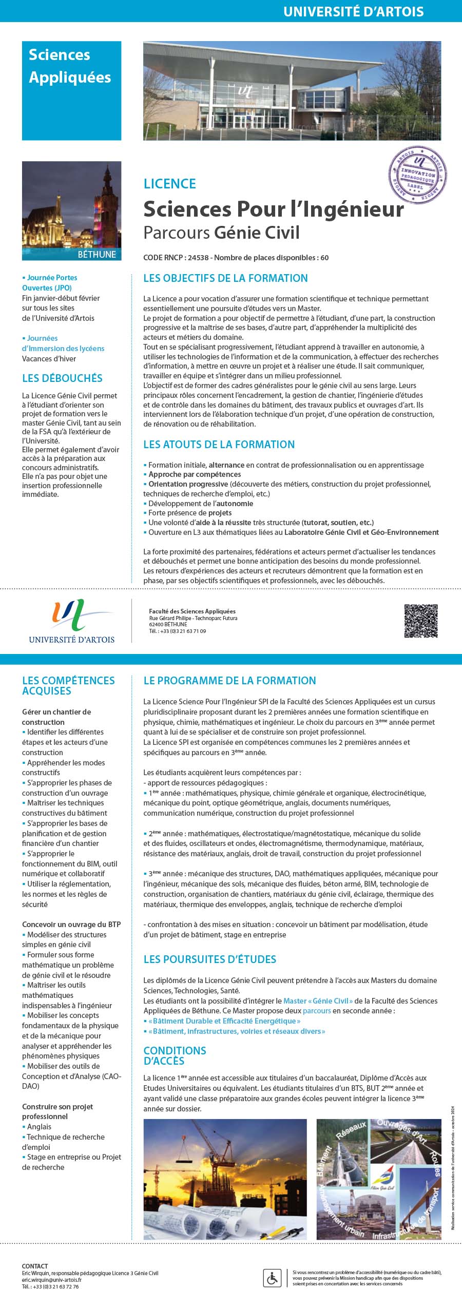 Licence Sciences pour l'ingénieur : Génie Civil H/F