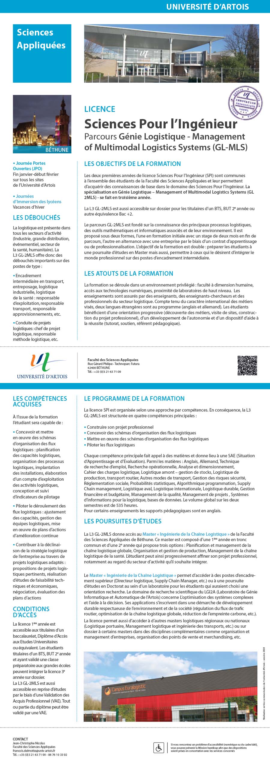 Licence Sciences pour l'ingénieur : Génie logistique - Management of Multimodal Logistics Systems H/F