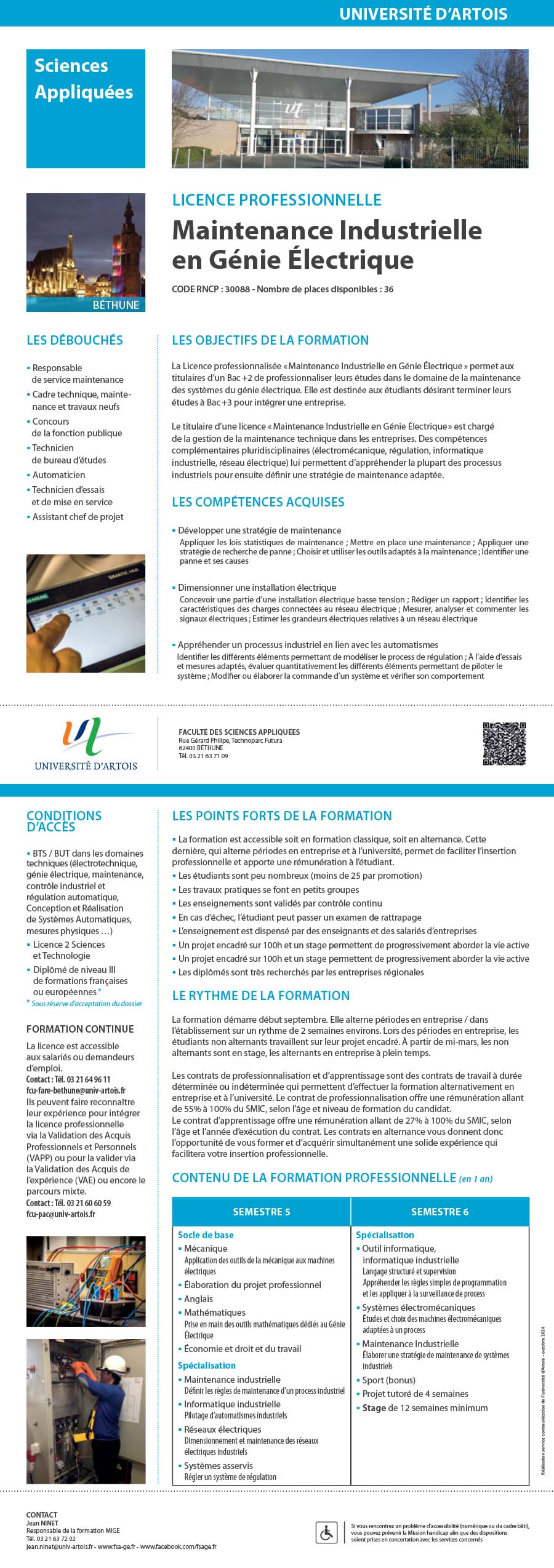 Licence Professionnelle Maintenance des systèmes industriels, de production et d’énergie - Maintenance industrielle en génie électrique H/F