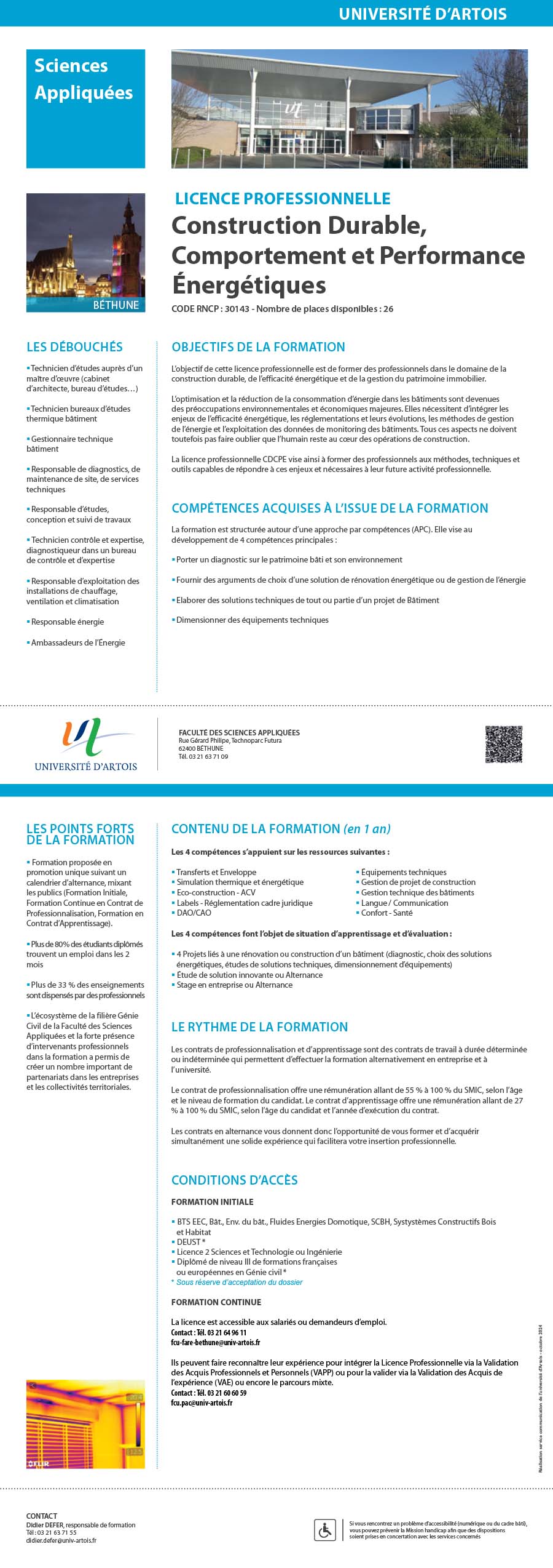 Licence professionnelle Métiers du BTP : performance énergétique et environnementale des bâtiments - Construction durable, comportement et performance énergétiques H/F