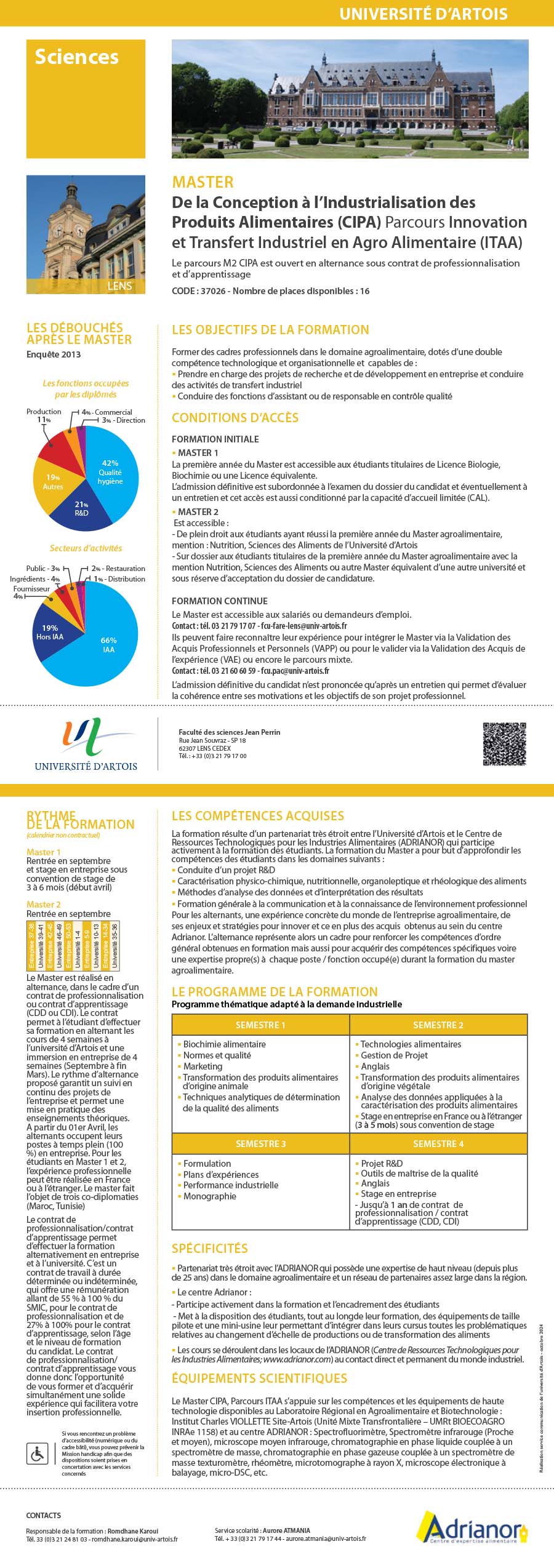 Master Innovation et transfert industriel en agroalimentaire, de la Conception à l'Industrialisation des Produits Alimentaires H/F