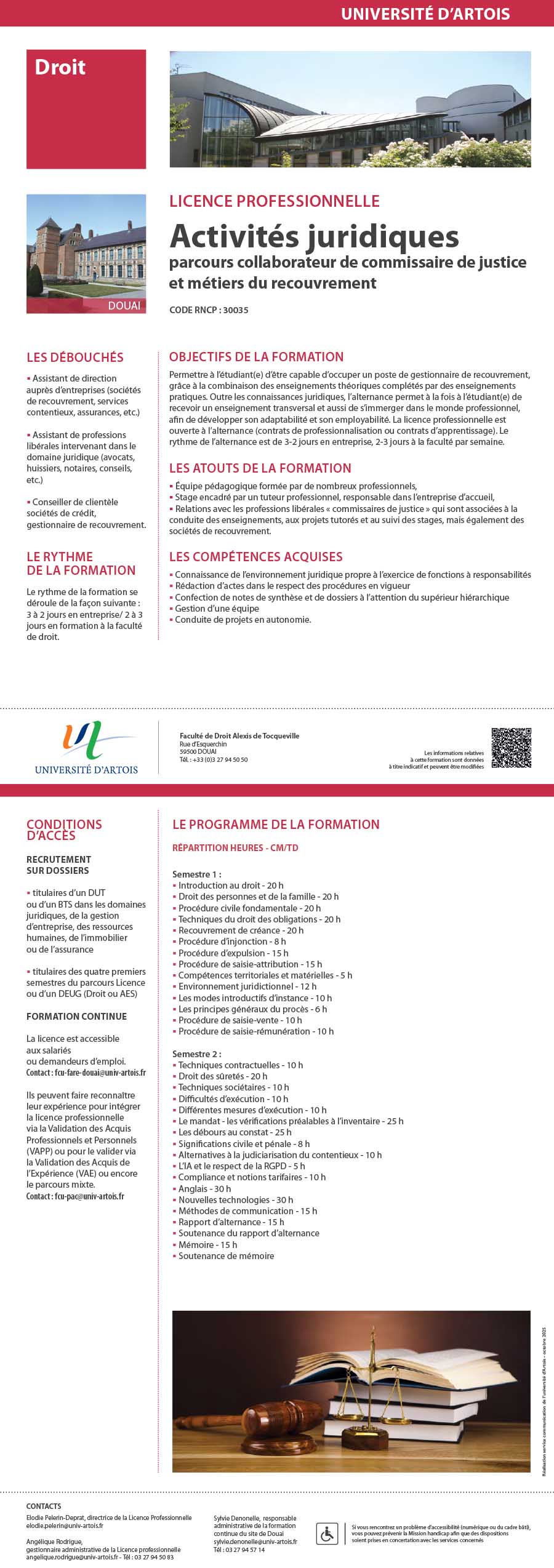 Licence Professionnelle Activités juridiques, parcours collaborateur de commissaire de justice et métiers du recouvrement H/F