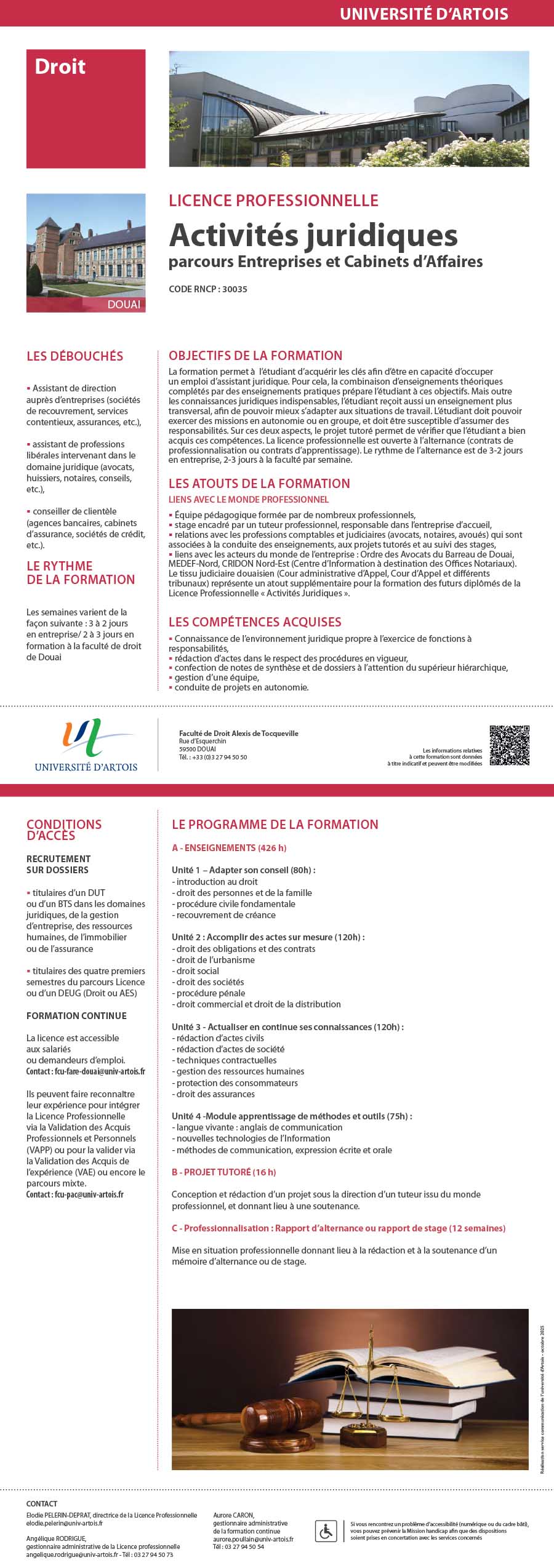 Licence Professionnelle Activités juridiques, parcours Entreprises et Cabinets d'affaires H/F