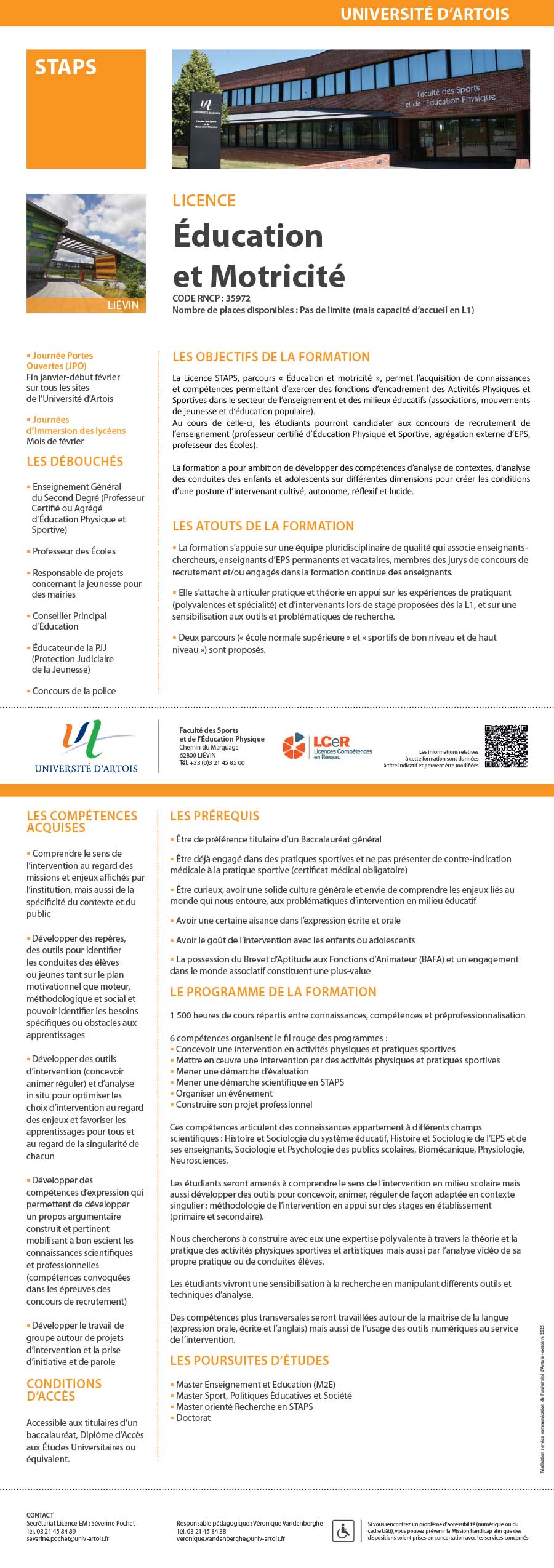 Licence STAPS : Education et motricité H/F