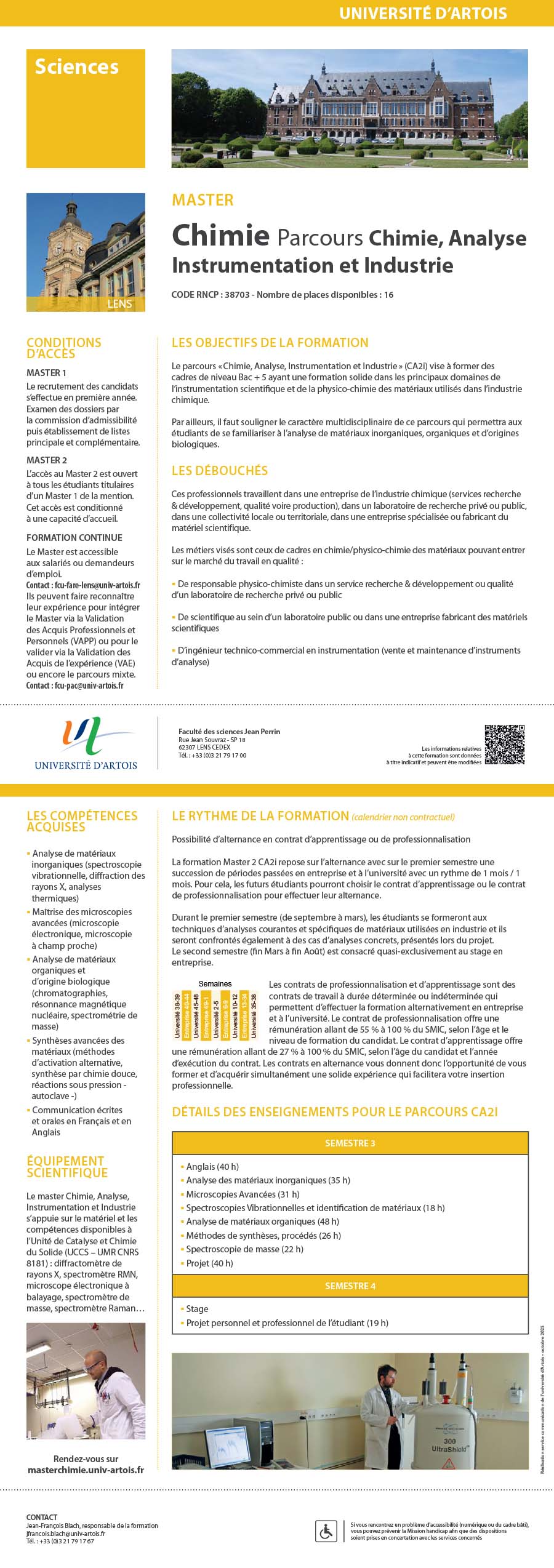 Master Chimie - Chimie, Analyse, Instrumentation et Industrie H/F