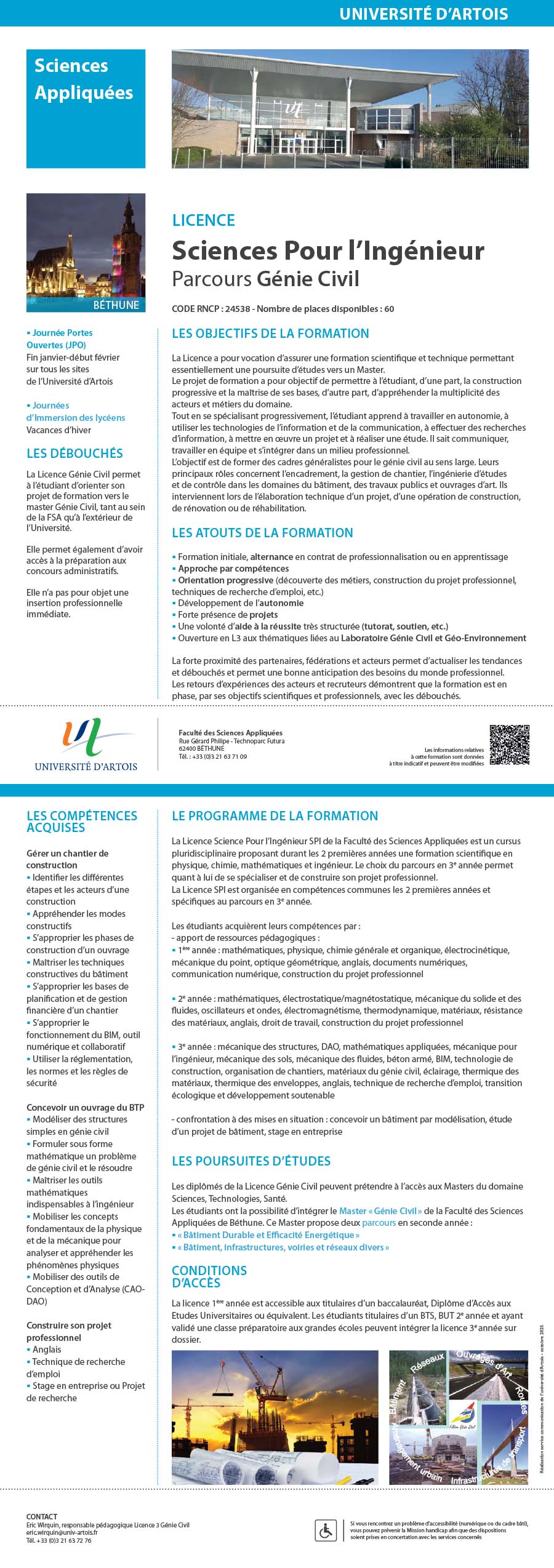 Licence Sciences pour l'ingénieur : Génie Civil H/F