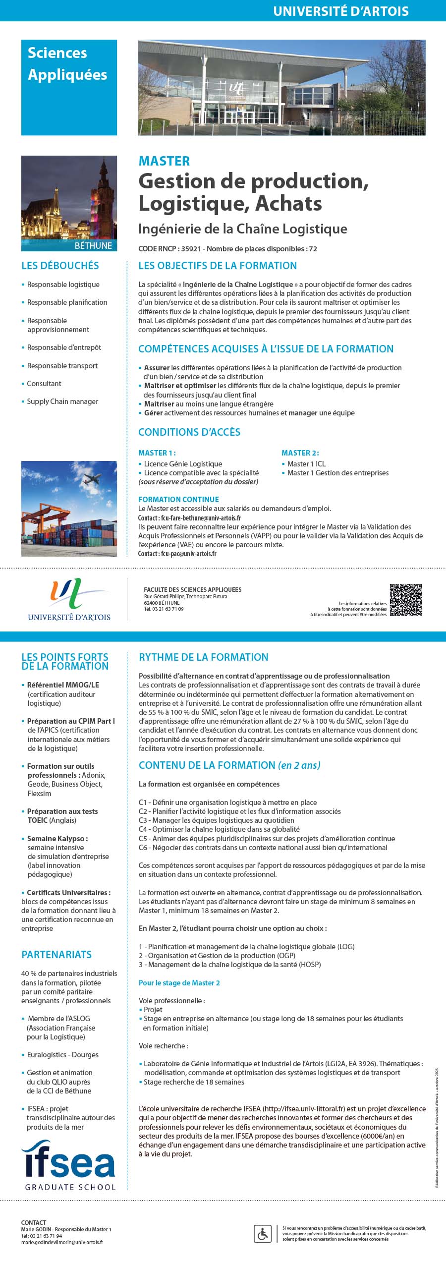 Master Gestion de production, logistique, achats - Ingénierie de la chaîne logistique H/F