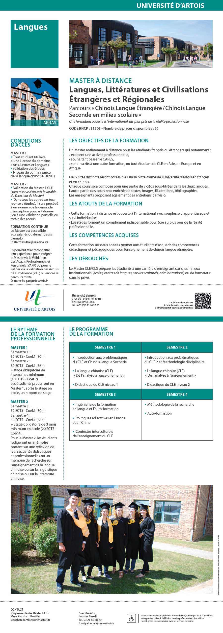 Master Master Chinois Langue Étrangère/Chinois Langue Seconde en milieu scolaire (CLE) H/F