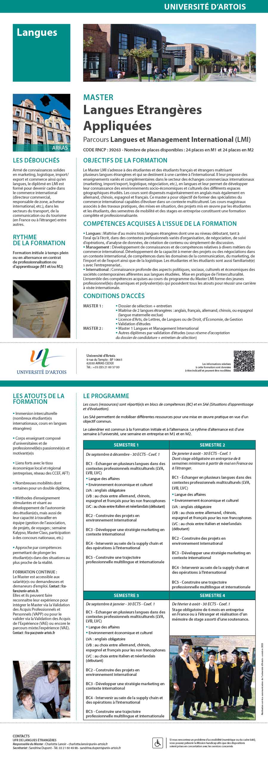 Master Langues Étrangères Appliquées parcours Langues et Management International (LMI) : anglais/allemand, anglais/espagnol, anglais/chinois, anglais/FLE H/F