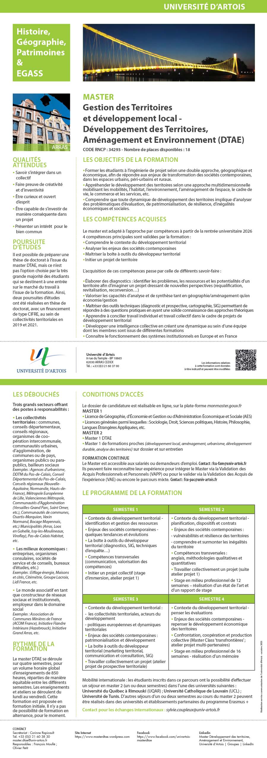 Master Gestion des territoires et développement local - Développement des Territoires, Aménagement et Environnement H/F